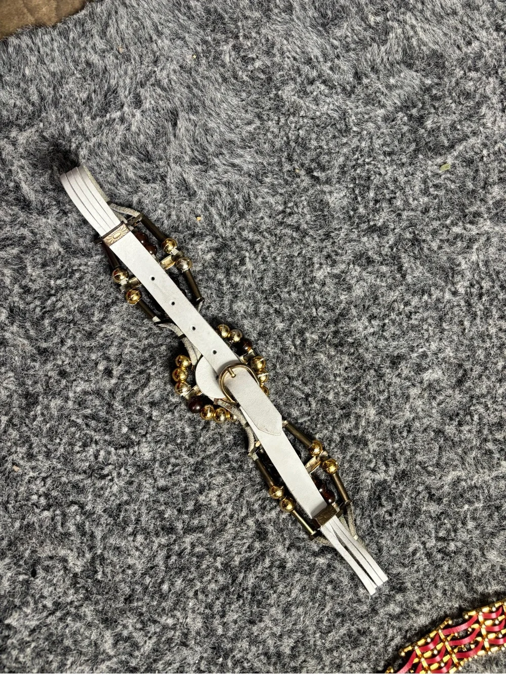 Women's Decorative Beaded Silver-Tone Waist Belt